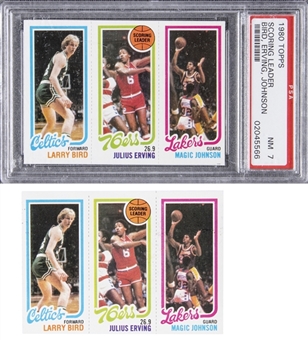1980/81 Topps Larry Bird/Magic Johnson Rookie Cards Pair (2) Featuring PSA NM 7 Example!